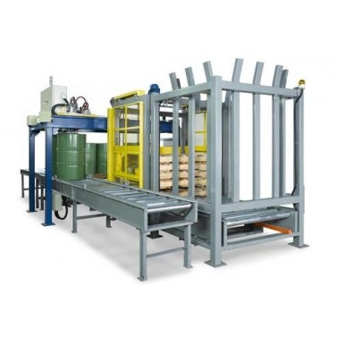 200升鐵桶碼垛，潤(rùn)滑油、化工行業(yè)200L桶移載式碼垛機(jī)