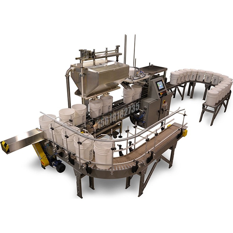 雙頭在線自動凈重桶灌裝封口機